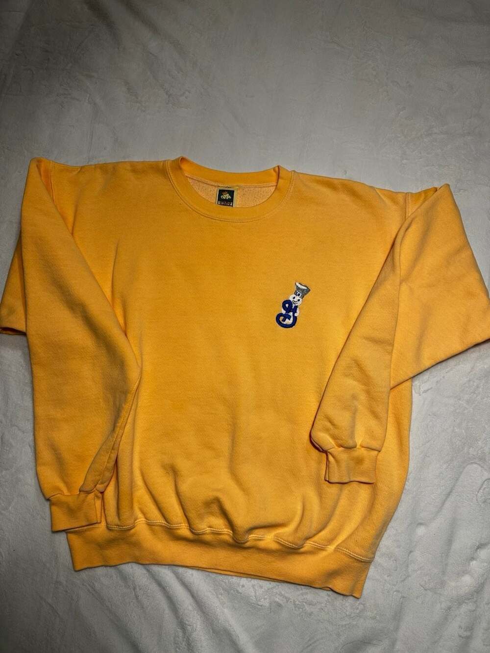 L Vintage Pillsbury Doughboy Embroidered neon Orange  Crewneck Sweatshirt